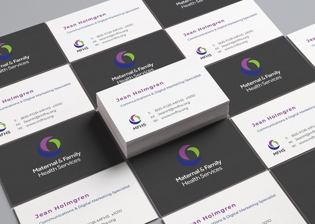 Business cards created during the rebrand