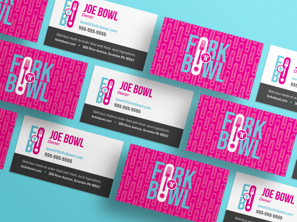 Fork and bowl business card mockup