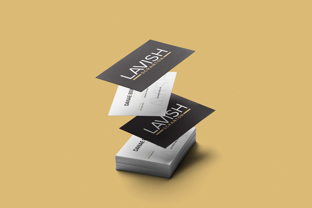 Lavish business cards floating